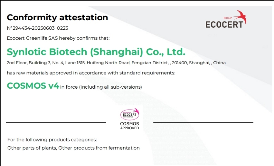 Shanghai Yunluo: Ergothione získal certifikaci COSMOS